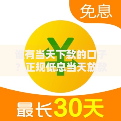 谁有当天下款的口子？正规低息当天放款渠道深度解析