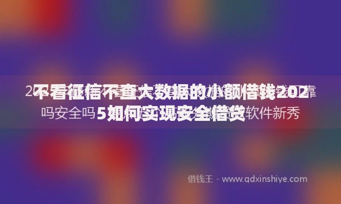 不看征信不查大数据的小额借钱2025如何实现安全借贷