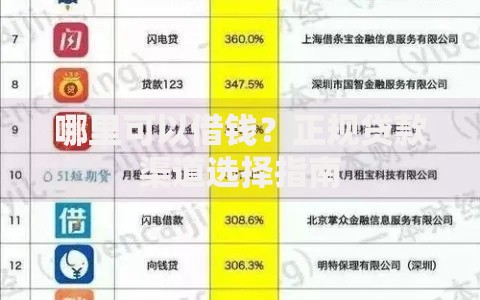 哪里可以借钱？正规贷款渠道选择指南