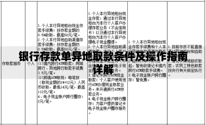 银行存款单异地取款条件及操作指南详解