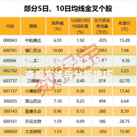 股票主力资金流入流出的查看方法与分析技巧