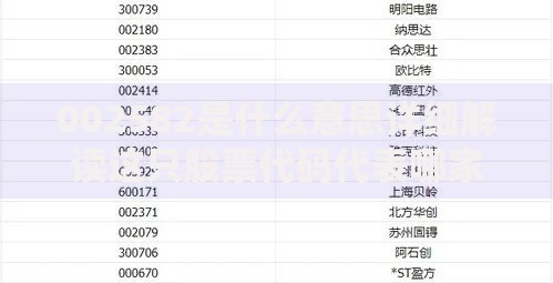 002582是什么意思详细解读这只股票代码代表哪家公司名称