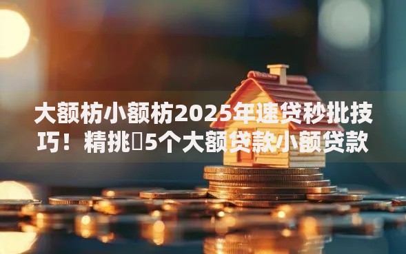 大额枋小额枋2025年速贷秒批技巧！精挑​5个大额贷款小额贷款平台选择多