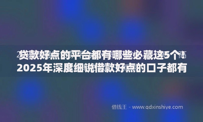 贷款好点的平台都有哪些必藏这5个！2025年深度细说借款好点的口子都有一些