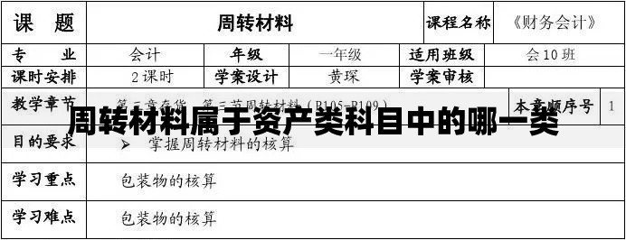 周转材料属于资产类科目中的哪一类