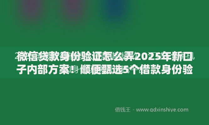 微信贷款身份验证怎么弄2025年新口子内部方案！顺便甄选5个借款身份验证怎么弄软件