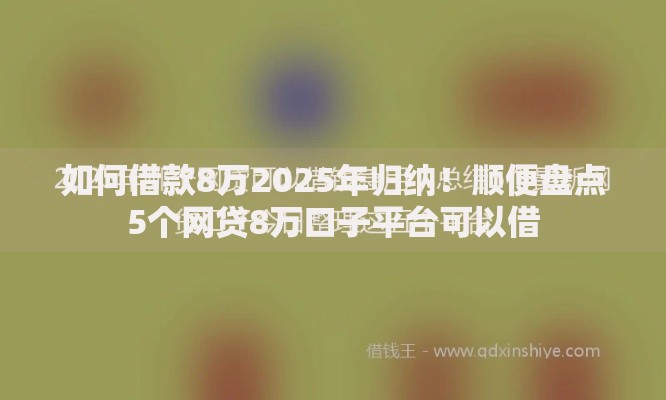 如何借款8万2025年归纳！顺便盘点5个网贷8万口子平台可以借