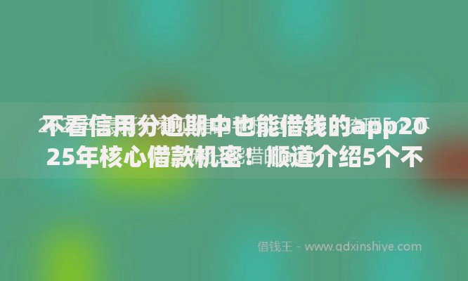 不看信用分逾期中也能借钱的app2025年核心借款机密！顺道介绍5个不看芝麻分的id贷