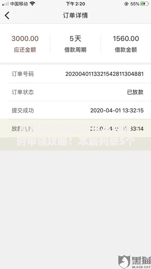 小额系统贷款秒批本月限时申领攻略！本篇列举5个黑户高息贷款下款