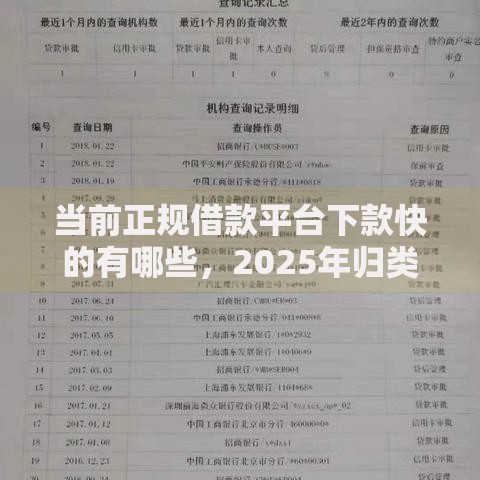 当前正规借款平台下款快的有哪些，2025年归类这5个五款正规的借钱平台