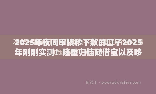 2025年夜间审核秒下款的口子2025年刚刚实测！隆重归档随借宝以及哆德e融等五个借款平台