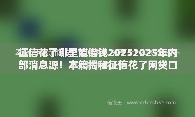 征信花了哪里能借钱20252025年内部消息源！本篇揭秘征信花了网贷口子能贷款
