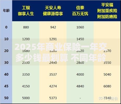 2025年商业保险一年交多少钱最划算 不同年龄职业人群投保费用对比