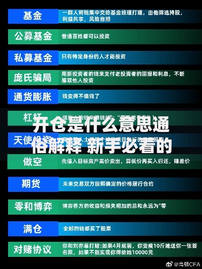 开仓是什么意思通俗解释 新手必看的金融术语详解