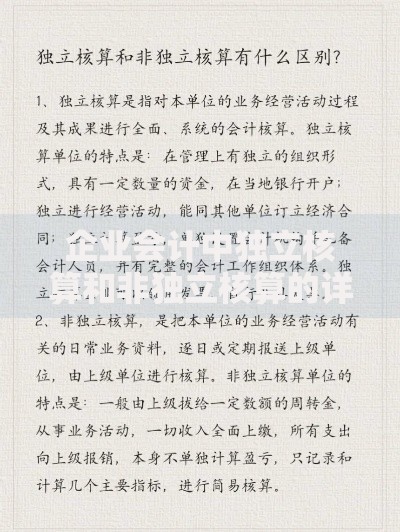 企业会计中独立核算和非独立核算的详细区别全面解析