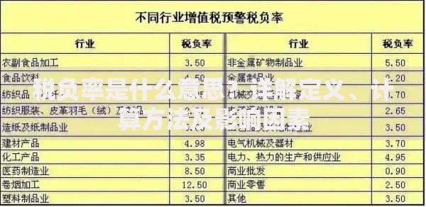 税负率是什么意思？详解定义、计算方法及影响因素
