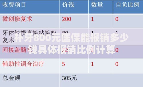 补牙800元医保能报销多少钱具体报销比例计算