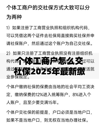 个体工商户怎么交社保2025年最新缴费指南