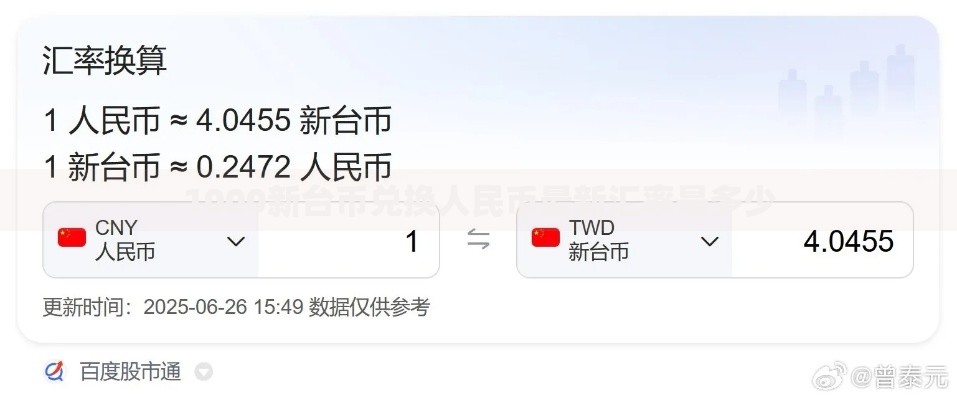 1000新台币兑换人民币最新汇率是多少