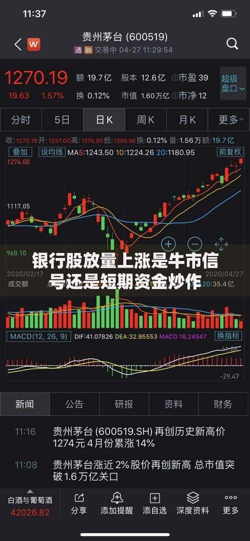 银行股放量上涨是牛市信号还是短期资金炒作
