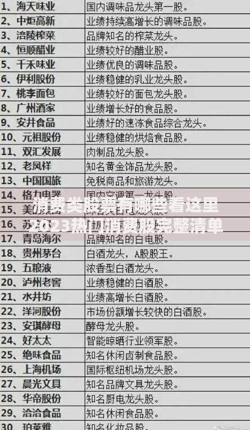 消费类股票有哪些看这里2023热门消费股完整清单及精选推荐