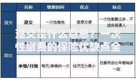 趸交是什么意思？一次性缴费的保险优缺点全解析