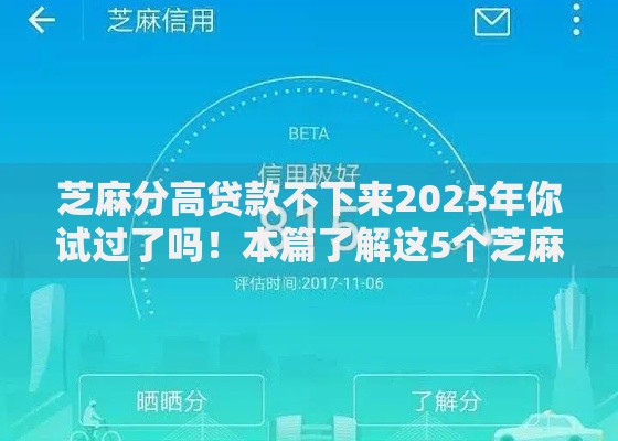 芝麻分高贷款不下来2025年你试过了吗！本篇了解这5个芝麻分高网贷下不来平台