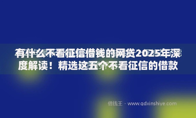 有什么不看征信借钱的网贷2025年深度解读！精选这五个不看征信的借款平台