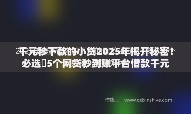千元秒下款的小贷2025年揭开秘密！必选​5个网贷秒到账平台借款千元