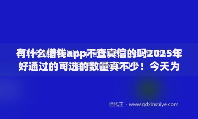 有什么借钱app不查真信的吗2025年好通过的可选的数量真不少！今天为您全面分析这5个借款口子！