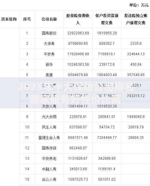 2025年十大保险公司排名哪家服务好性价比高 2025年十大保险公司排名哪家服务好性价比高