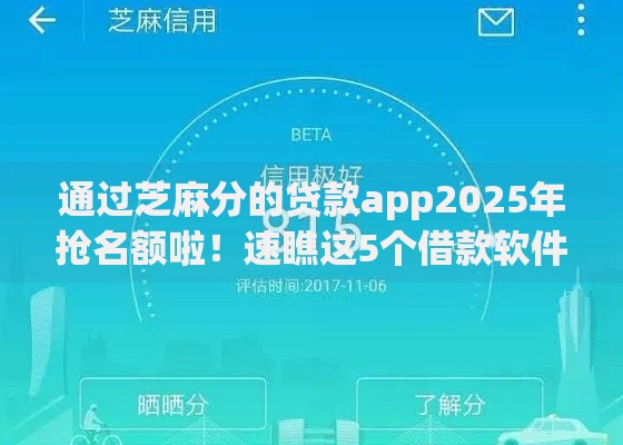 通过芝麻分的贷款app2025年抢名额啦！速瞧这5个借款软件通过芝麻分网贷