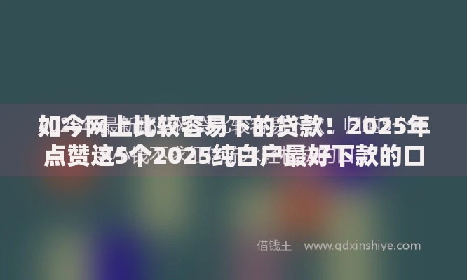 如今网上比较容易下的贷款！2025年点赞这5个2025纯白户最好下款的口子