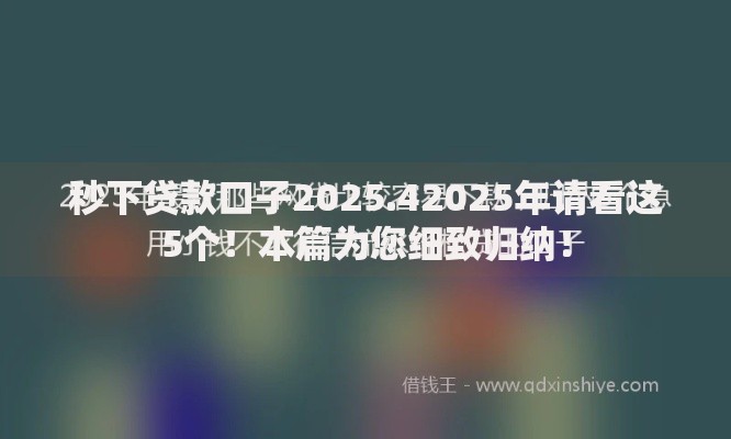 秒下贷款口子2025.42025年请看这5个！本篇为您细致归纳！