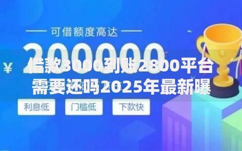 借款3000到账2800平台需要还吗2025年最新曝光！本次解读海和今借以及灵滴小秘等5个贷款口子