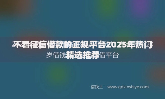 不看征信借款的正规平台2025年热门精选推荐