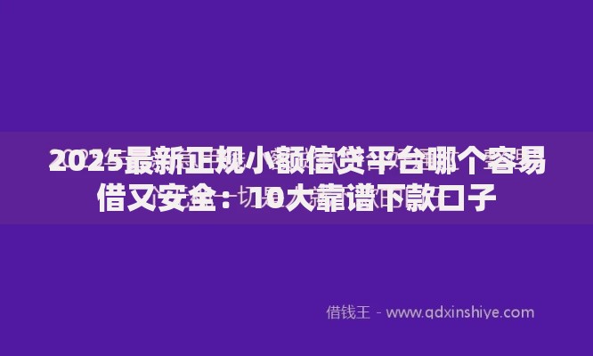 2025最新正规小额信贷平台哪个容易借又安全：10大靠谱下款口子