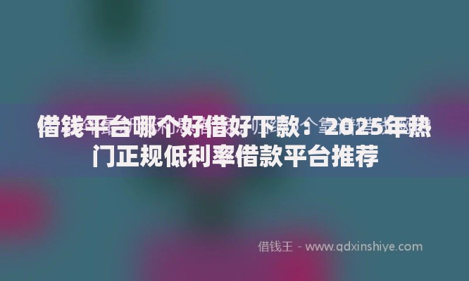 借钱平台哪个好借好下款:2025年热门正规低利率借款平台推荐 借钱平台哪个好借好下款:2025年热门正规低利率借款平台推荐