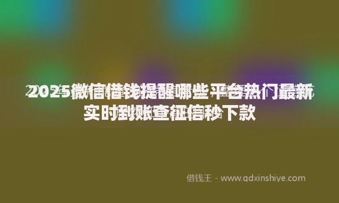 2025微信借钱提醒哪些平台热门最新实时到账查征信秒下款