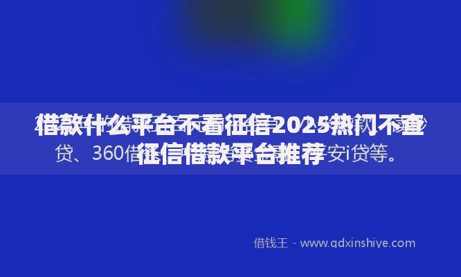 借款什么平台不看征信2025热门不查征信借款平台推荐