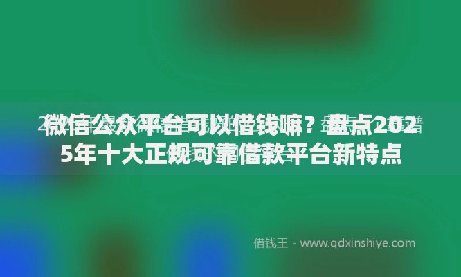 微信公众平台可以借钱嘛?盘点2025年十大正规可靠借款平台新特点 微信公众平台可以借钱嘛?盘点2025年十大正规可靠借款平台新特点
