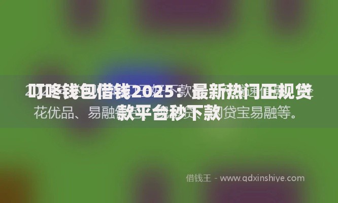 叮咚钱包借钱2025：最新热门正规贷款平台秒下款