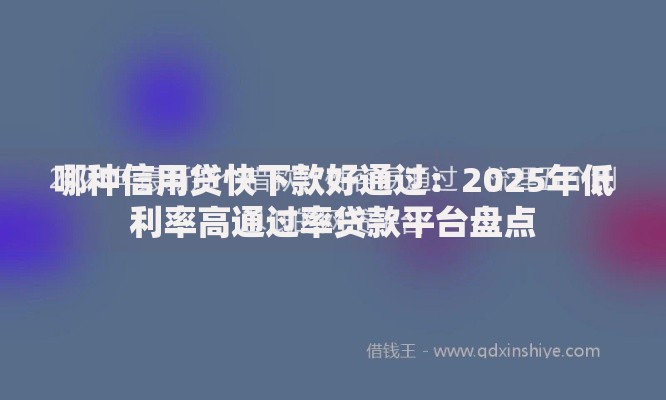 哪种信用贷快下款好通过：2025年低利率高通过率贷款平台盘点