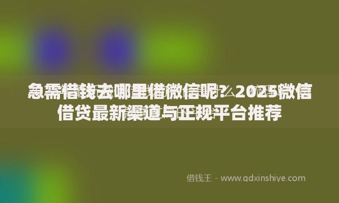 急需借钱去哪里借微信呢？2025微信借贷最新渠道与正规平台推荐