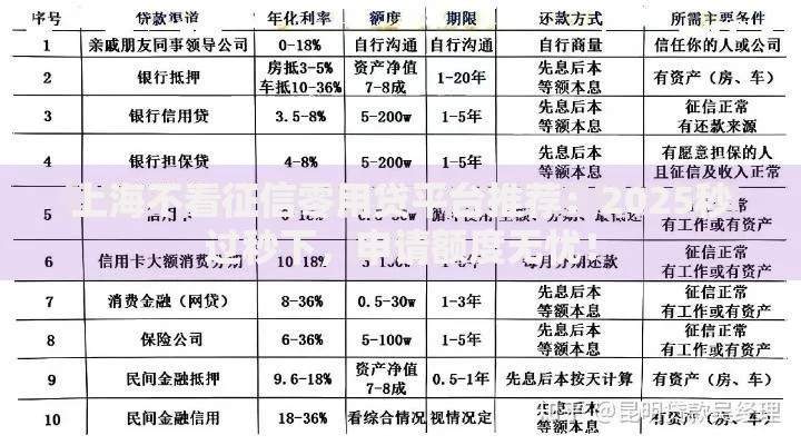 上海不看征信零用贷平台推荐：2025秒过秒下，申请额度无忧！