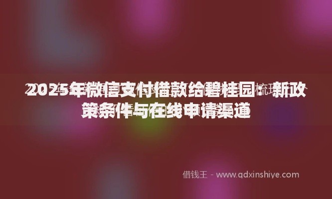 2025年微信支付借款给碧桂园：新政策条件与在线申请渠道