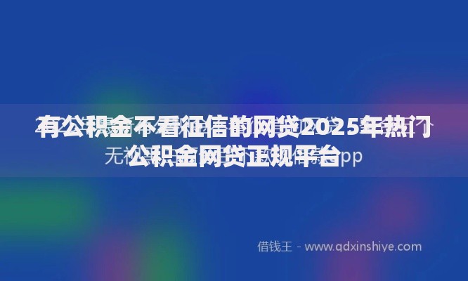 有公积金不看征信的网贷2025年热门公积金网贷正规平台 有公积金不看征信的网贷2025年热门公积金网贷正规平台