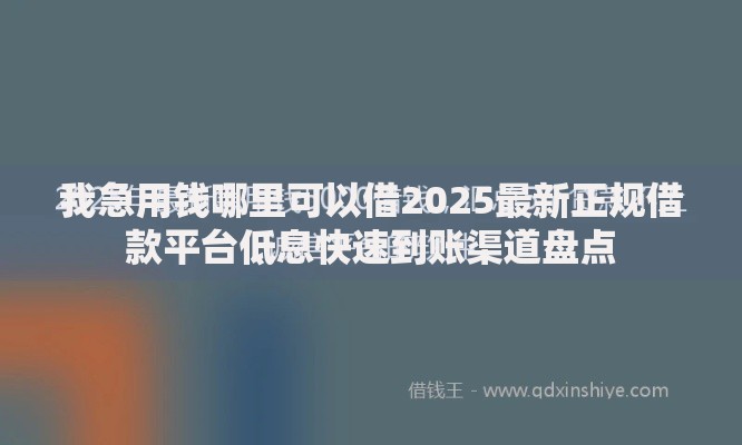 我急用钱哪里可以借2025最新正规借款平台低息快速到账渠道盘点