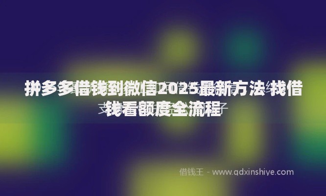 拼多多借钱到微信2025最新方法 找借钱看额度全流程