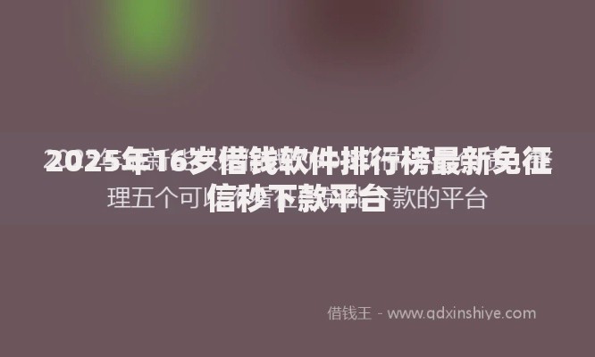2025年16岁借钱软件排行榜最新免征信秒下款平台